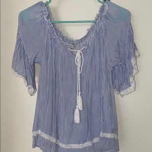 Off the shoulder stripped shirt